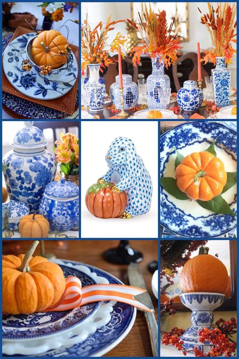 Blue And Orange Autumn Decor Blue Orange Table Decorations