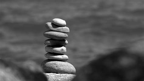 Download Wallpaper 1920x1080 Stones Stack Black And White Full Hd