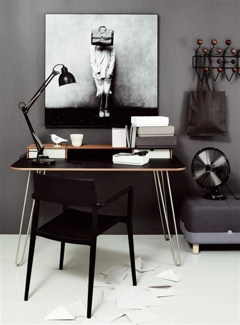 Slim, minimal wooden desk steals the show in this scandinavian room. 50 Stylish Scandinavian Home Office Designs | DigsDigs