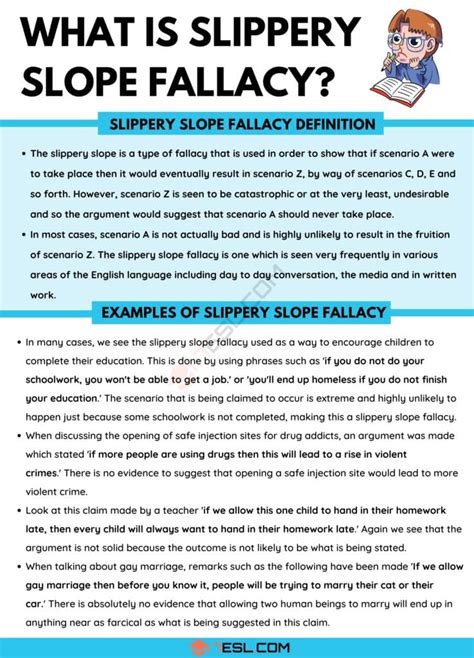slippery slope fallacy definition and useful examples of slippery slope 7esl