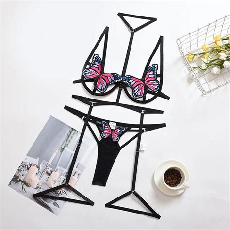 Hot Sexy Lingerie Set Cutout Bras Butterfly Women Underwear Sexy Bra Brief Sets Sex Sensual