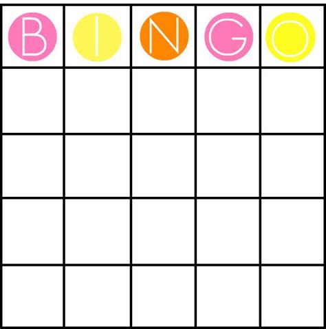 Blank Bingo Card Template Microsoft Word