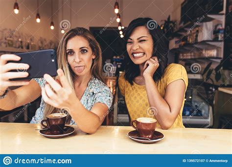 Crazy Selfie At Coffee Shop Stock Image Image Of Coffeeshop Networking 139572107