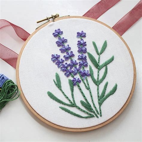 Lavender-hand embroidery pattern floral design digital PDF | Etsy