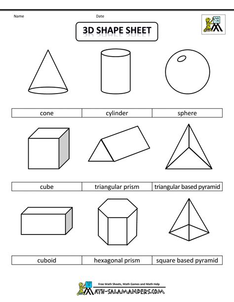 2d And 3d Shapes Printable