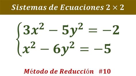 Sistemas De Ecuaciones Cuadráticas De Segundo Grado 2x2 Método De