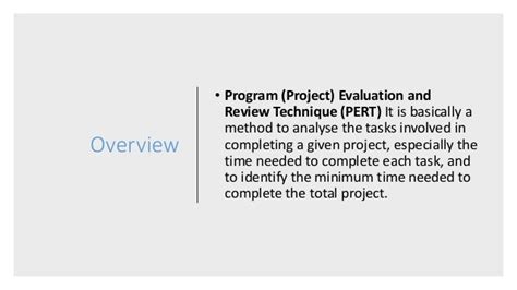Program Evaluation And Review Technique