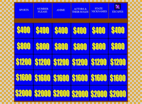 Double Jeopardy Round Board By Bka Chief On Deviantart