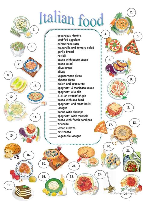 Italian Food Worksheet Free Esl Printable Worksheets Made By Teachers