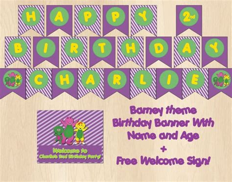 Barney Birthday Banner Diy Printable By Creativestardesigns 900