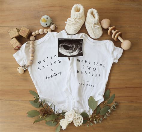 Edit Yourself Neutral Twin Pregnancy Announcement For Social Etsy
