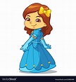 Girl dressed as princess in blue dress Royalty Free Vector