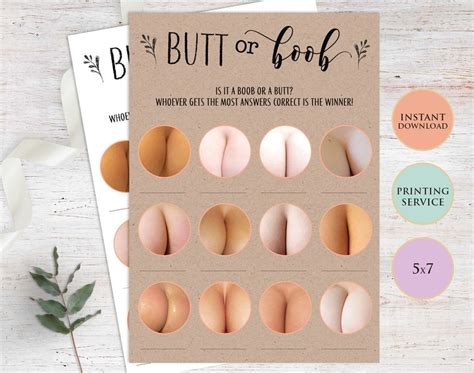 Boobs Or Butt Baby Shower Game Printable Template Fun Sexiezpix Web Porn