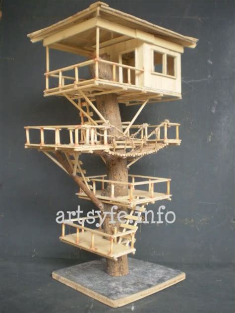 Practice, look up designs of houses and/or blueprints from famous architects, such as frank lloyd wright. Tree house | Popsicle stick houses, Popsicle stick crafts house, Popsicle house