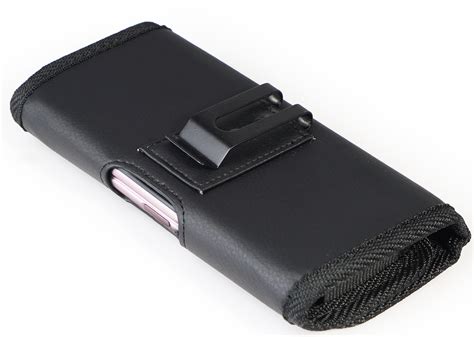 Black Vegan Leather Case Pouch Metal Belt Clip For Samsung Galaxy Z