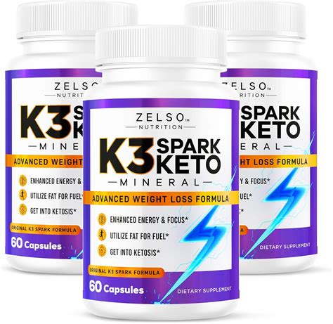 3 Pack K3 Spark Mineral Pills By Zelso Nutrition Advanced K3spark Pill Formula