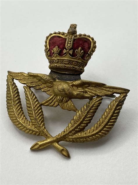 Ww2 Royal Air Force Raf Queens Crown Warrant Officer Cap Badge