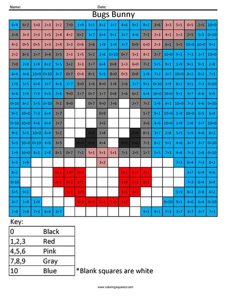 Cartoon Addition And Subtraction Coloring Squared Pixel Art Math