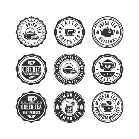 Premium Vector Stamp Tea Badge Logos Collection