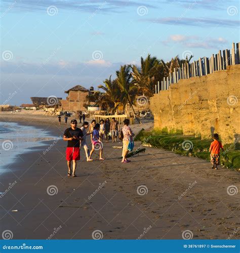 People On The Beach Of Mancora Peru Editorial Photography Image