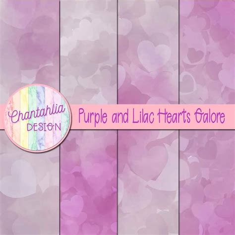 Purple And Lilac Hearts Galore Digital Papers