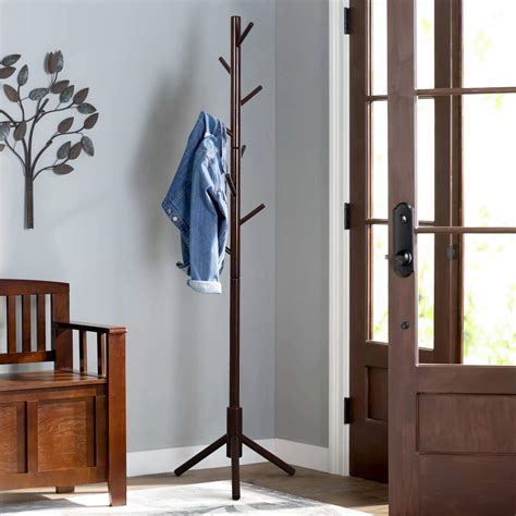 Vlush Sturdy Wooden Coat Rack Stand Entryway Hall Tree Coat Tree With