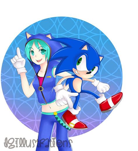 Miku And Sonic By July Monmon Miku Sonic Hatsune Miku