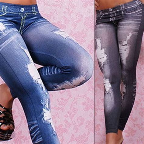 Canis Women Denim Skinny Ripped Pants High Waist Stretch Jeans Long Pencil Trousers Walmart