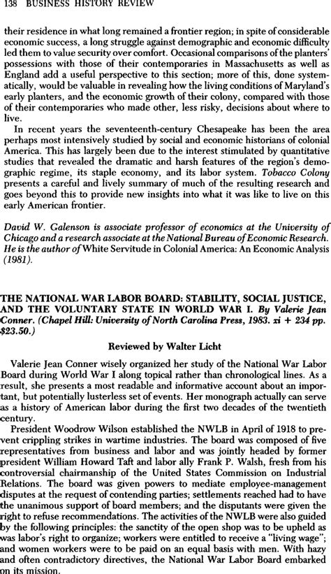 The National War Labor Board Stability Social Justice And The