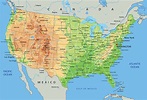 High Detailed Physical Map Of United States Of America Stock ...