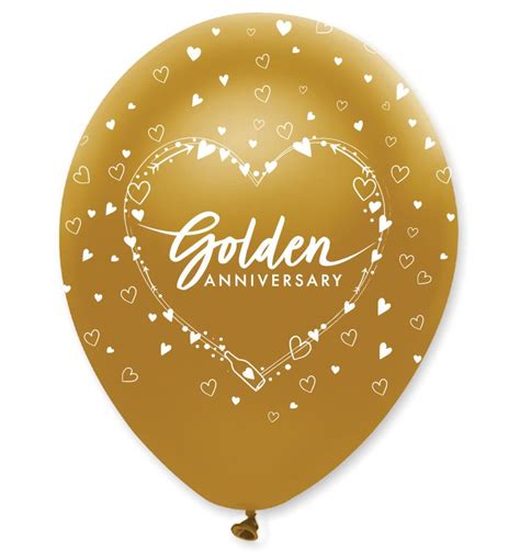 50th Golden Wedding Anniversary Latex Balloons X 6