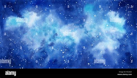 Space Watercolor Hand Painted Background Abstract Galaxy Painting