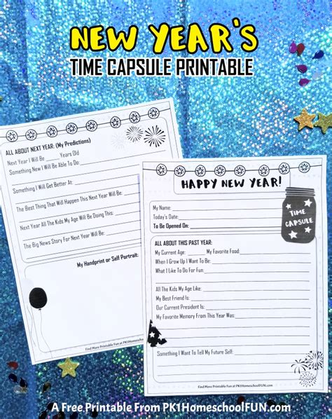Free New Years Time Capsule Printables For Kids Pk1homeschoolfun