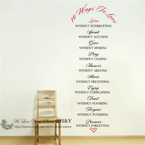 10 Ways To Love Wall Art Quote Removable Stickers Vinyl Decal Home