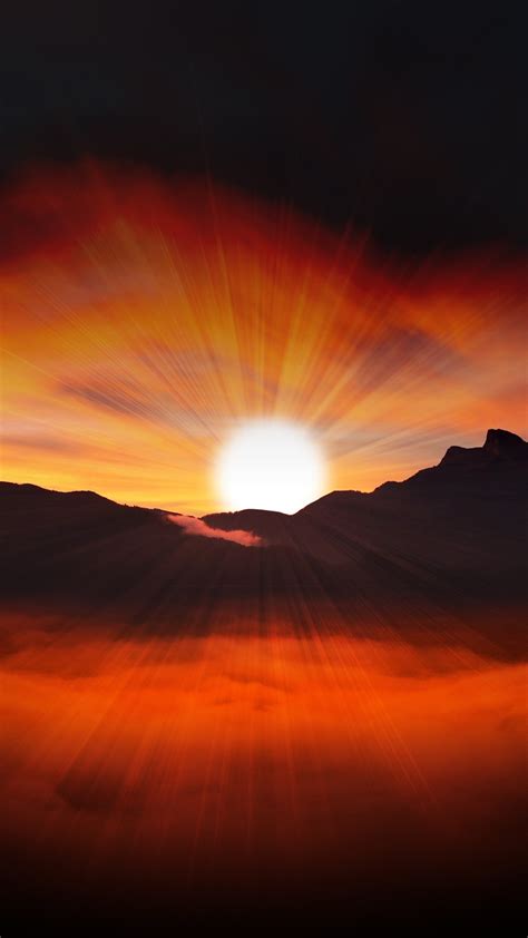 Mountains Beautiful Sunrise Sun Rays 1080x1920 Iphone 8766s Plus