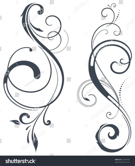Vectorized Scroll Design Elements Can Be Ungrouped For Easy Editing
