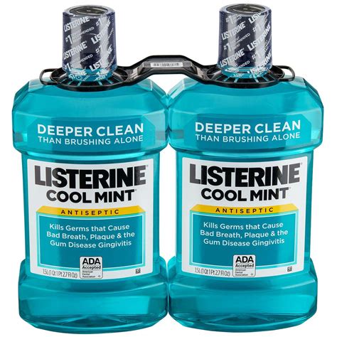 listerine cool mint antiseptic mouthwash 1 5l 2 pk listerine coolmint