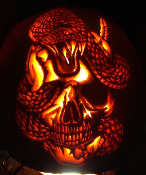 Skull And Snake Pumpkin Carving Pumpkin Carving Snake Pumpkin