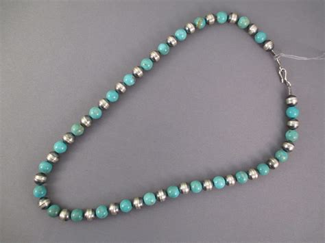 Oxidized Sterling Silver Turquoise Necklace Two Grey Hills