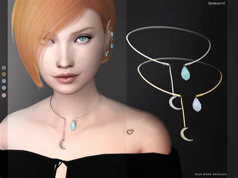 The Sims Resource Blue Moon Necklace By Serenity Cc • Sims 4 Downloads