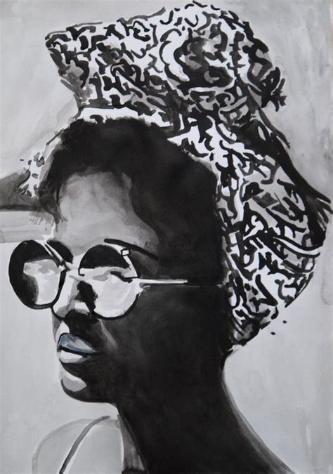 Girl With Sunglasses 42 X 29 7 Cm Ink Drawing By Alexandra Djokic Artfinder