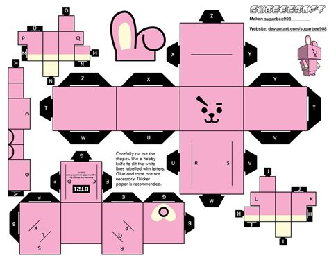 Cooky Bt21 Cubeecraft By Sugarbee908 On Deviantart Paper Toy