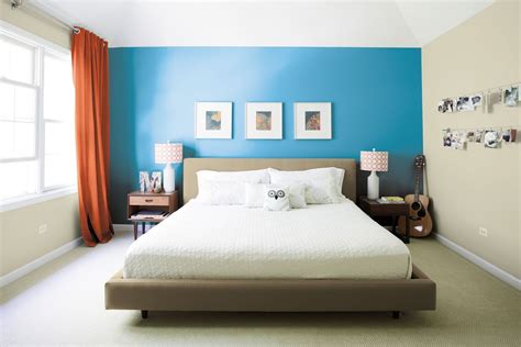 This Bold And Bright Blue Accent Wall Is Balanced By Soft