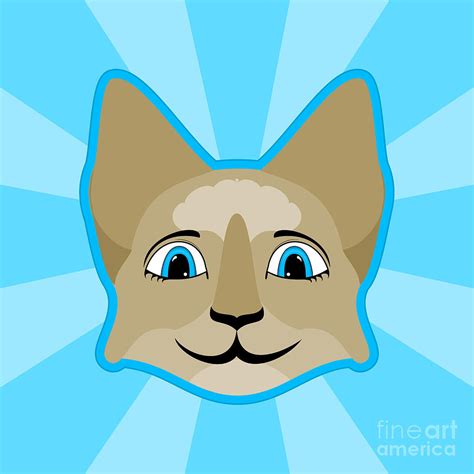 Anime Cat Face With Blue Eyes Digital Art By Angela Allwine