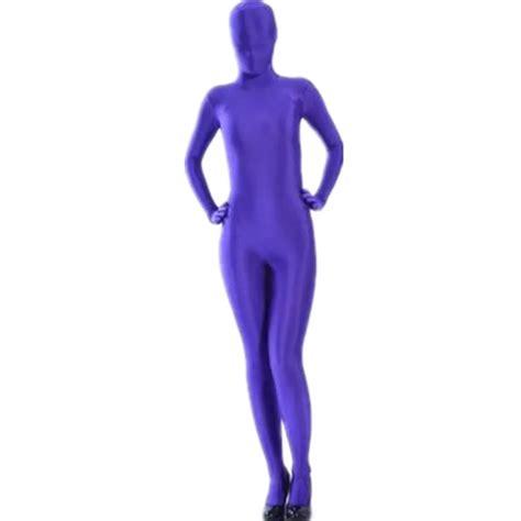 Fzs010 Shiny Lycra Spandex Halloween Purple Catsuit Men Fetish Sexy Suit In Zentai From
