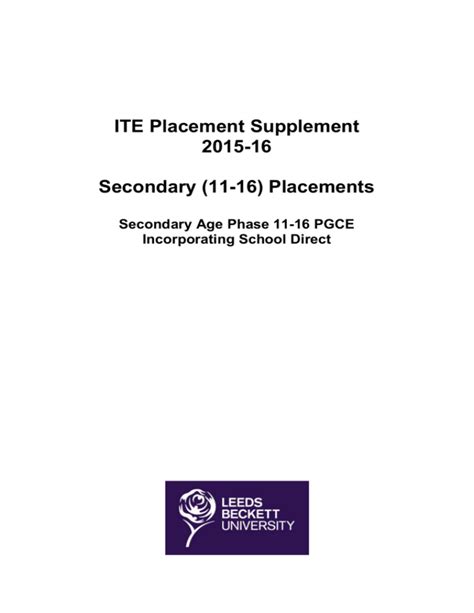 Ite Placement Supplement 2015 16 Secondary