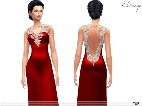 Long Elegant Dress By Ekinege Sims 4 Female Clothes