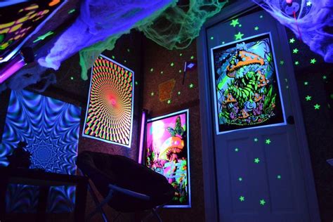 My Blacklight Room Black Light Room Retro Room Hippie Room Decor