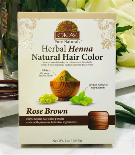 Okay Pure Naturals Herbal Henna Natural Hair Color Rose Brown 2oz