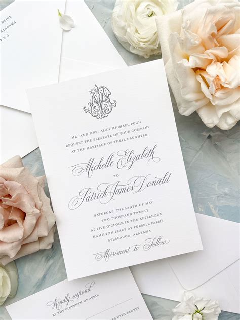 Formal Monogram Wedding Invitation Monogram Wedding Invitations